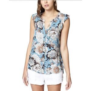 NWT SANCTUARY Anthropologie Desert Floral Sleeveless Blouse Blue Women's Size M